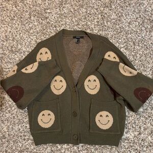 Forever 21 Smiley Face Button up Sweater